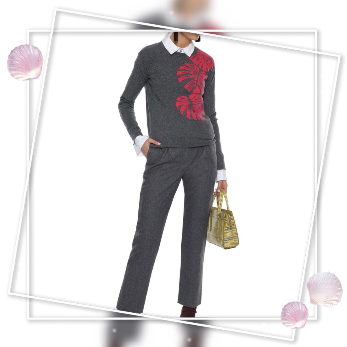 👉🏻 华伦天奴灰色羊绒衫，提花款不单调很温暖。  🐑先