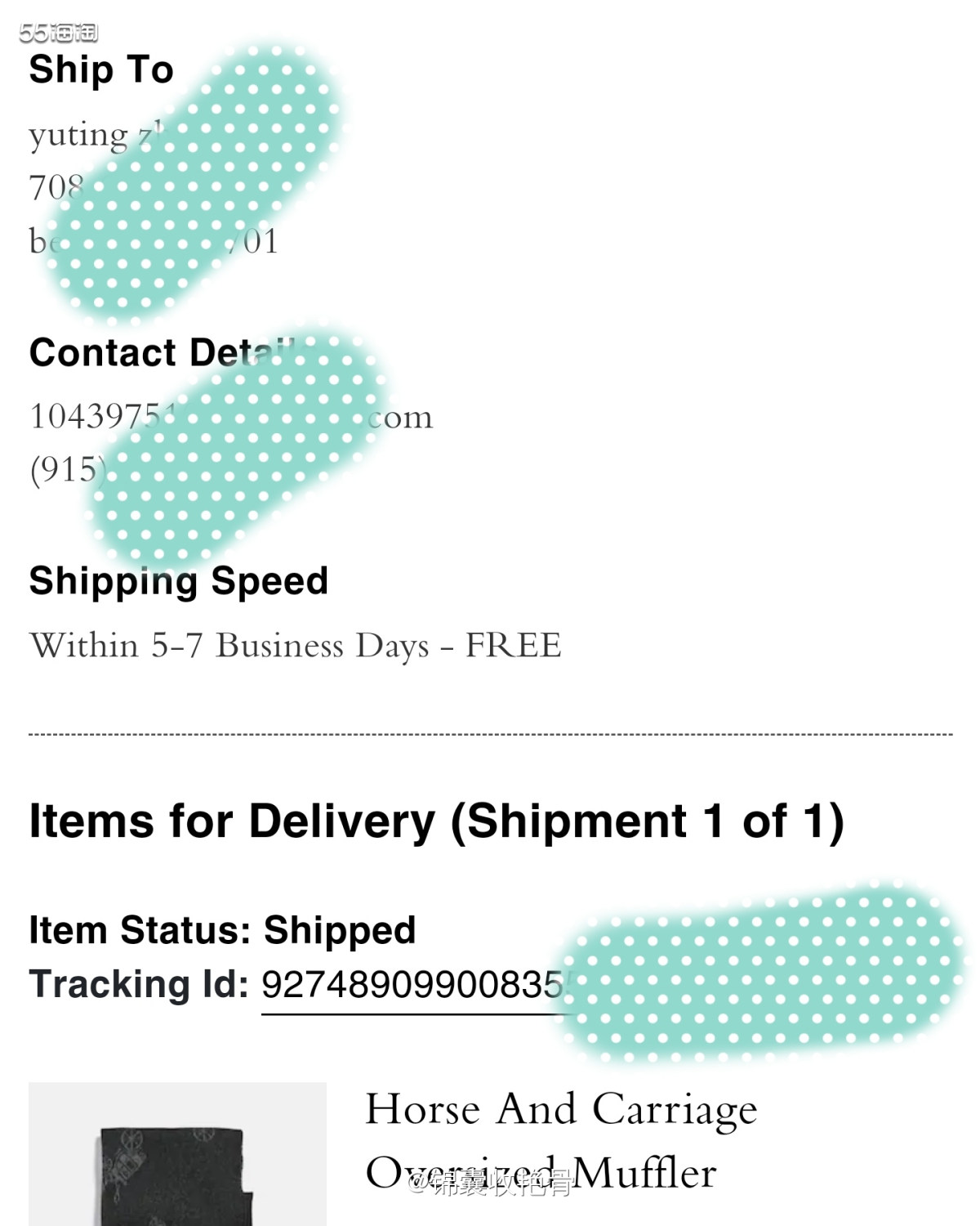 看到outlet官网这条围巾🧣打折，感觉还挺酷，抱着被砍单