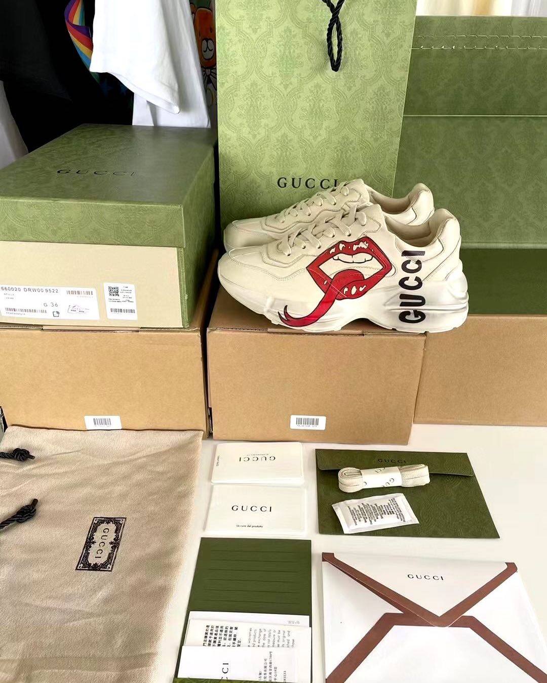 这个Gucci老爹鞋我自己入手了草莓款的，是真的贼好看，其他