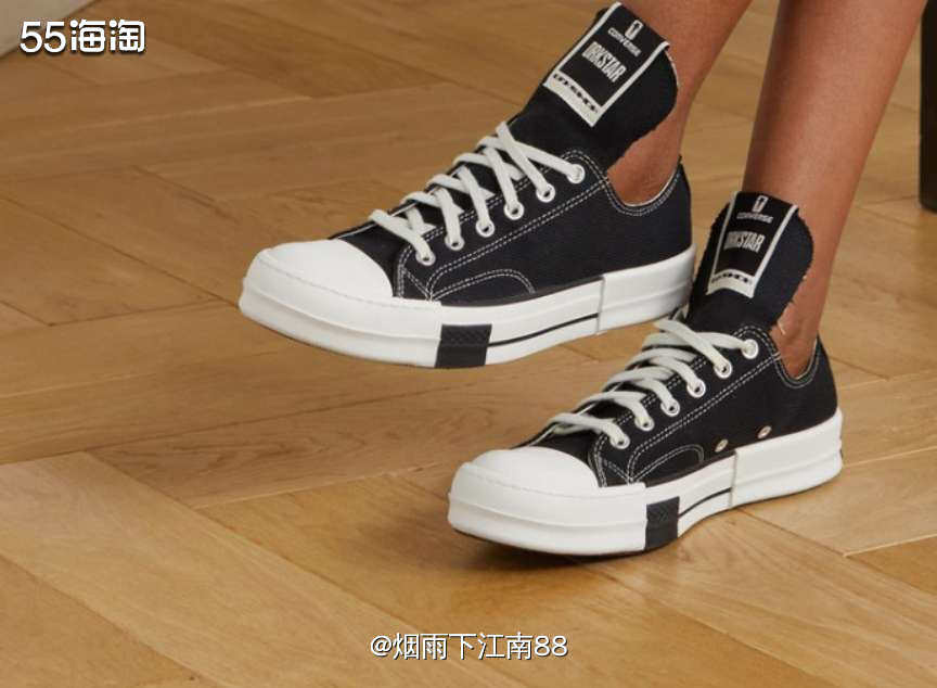 Converse x Rick Owens 联名黑色帆布鞋，