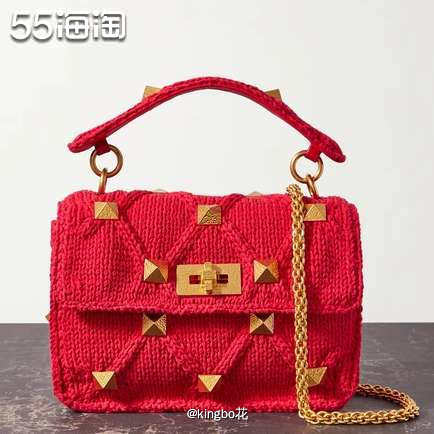 🔴Valentino Roman Stud纯棉单肩包，铆钉