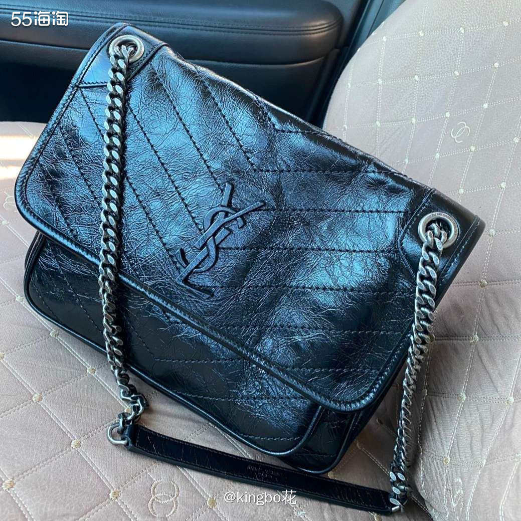 🔴YSL Niki 褶皱亮面皮革中号单肩包，链条包中的王者