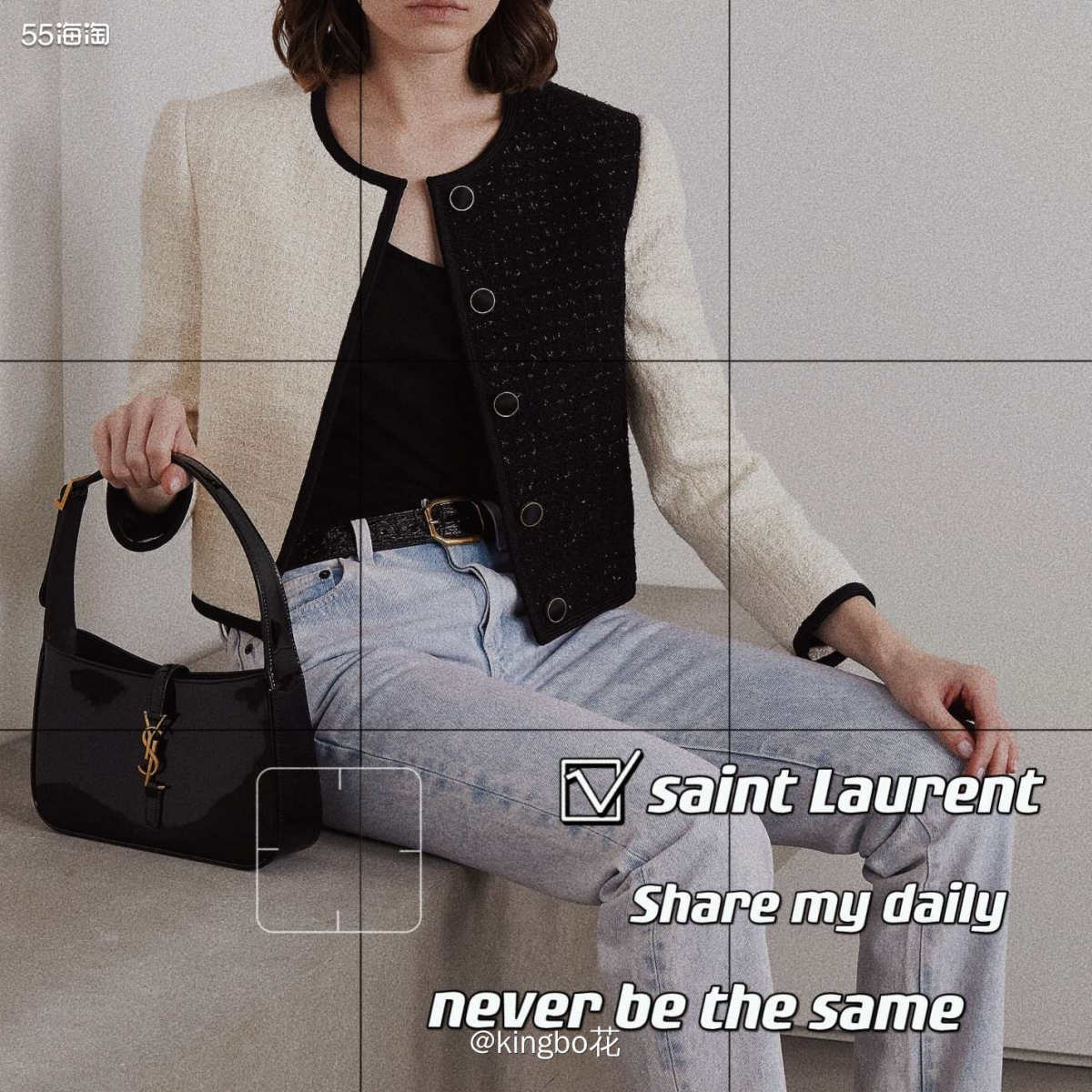 🔴YSL黑白双色花呢短款外套，小香风中带着独特，优雅知性 