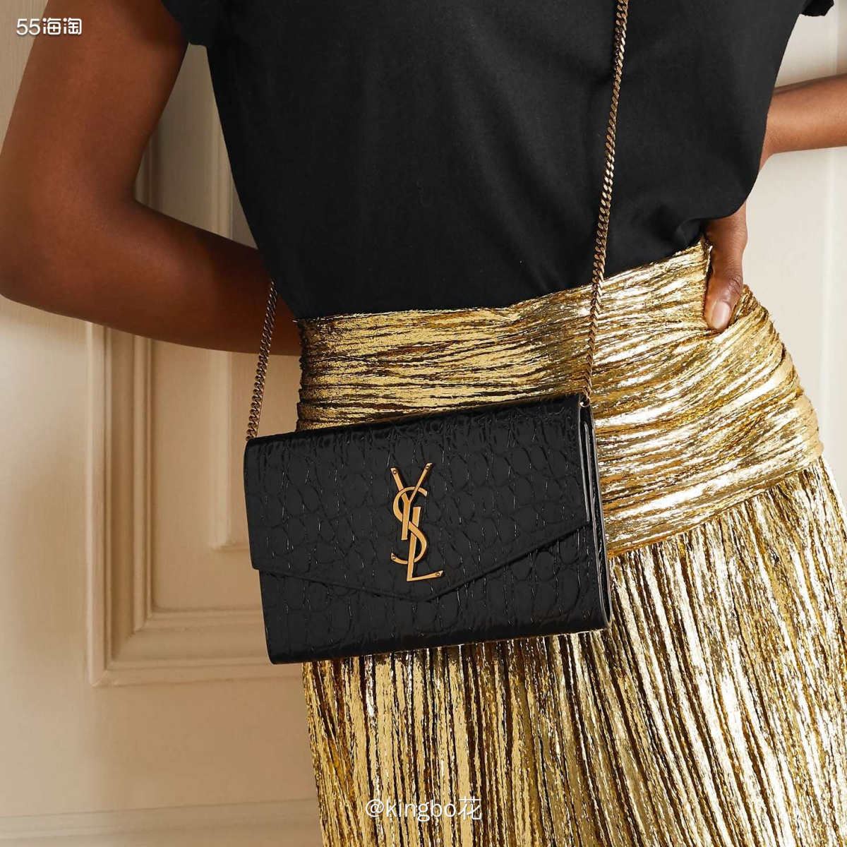 🔴YSL uptown链条包，仿鳄纹漆纹皮，辨识度极高，复