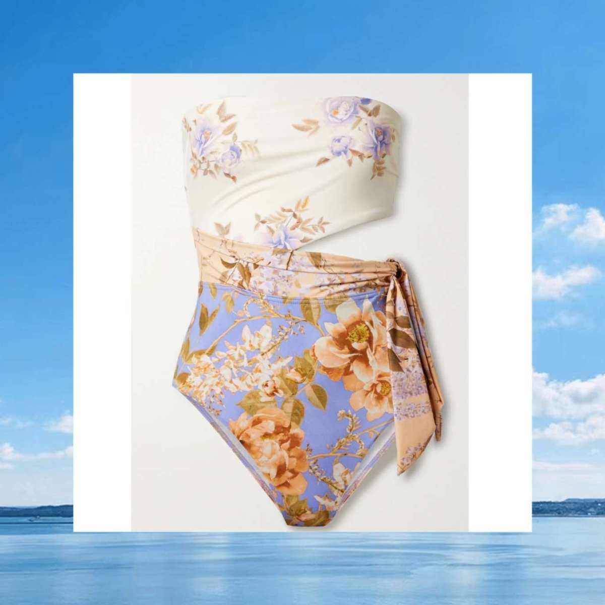 Zimmermann 这款连体泳衣 “Rosa” 系列的印花