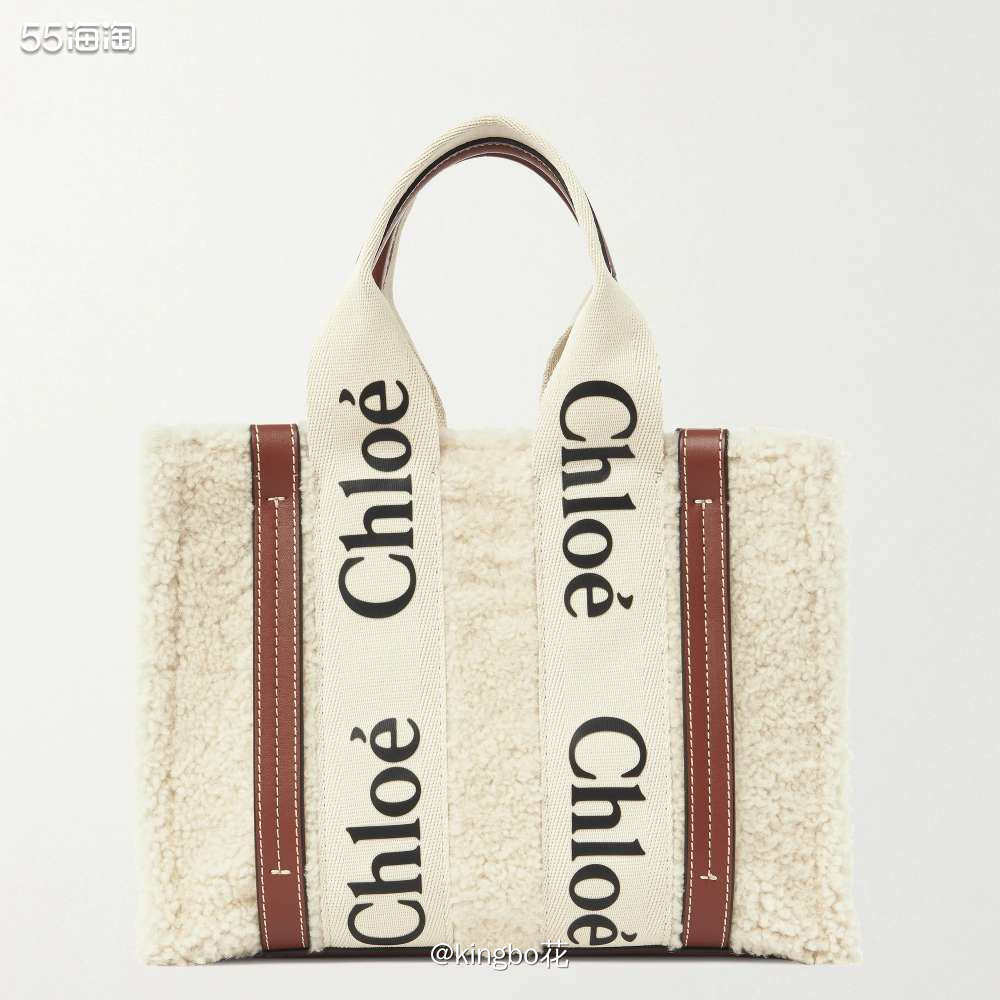 🔴Chloé  Woody 皮革边饰手提包，毛绒绒的材质看