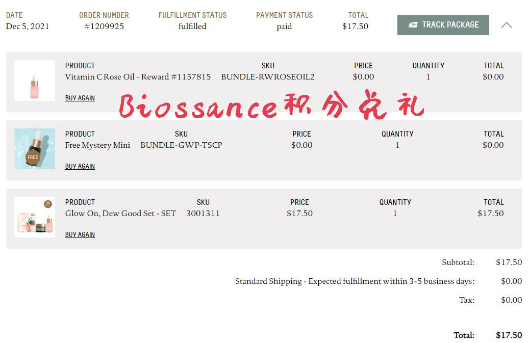 ●积分兑换网站：Biossance ●兑换产品：玫瑰油中样 