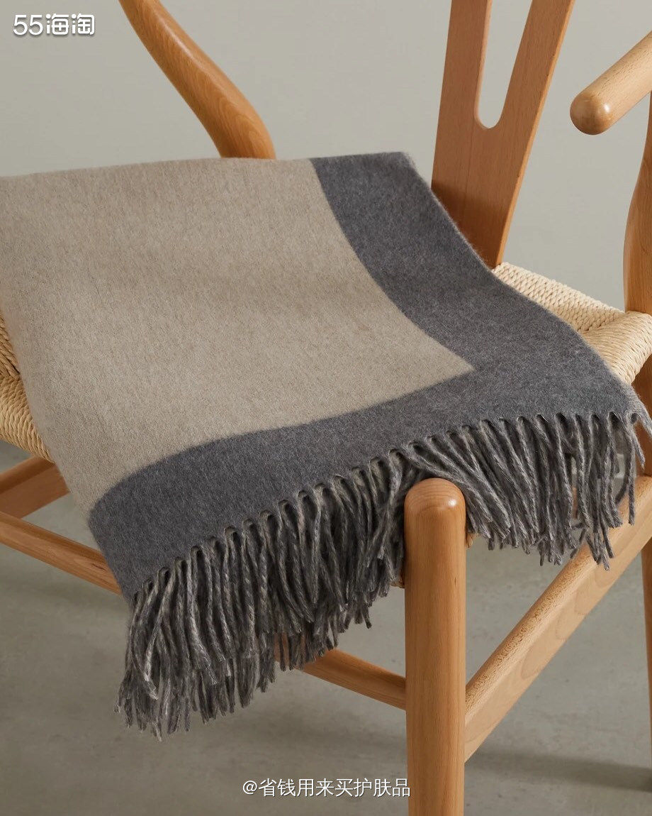 Brunello Cucinelli 双色羊毛毯子，围巾披肩