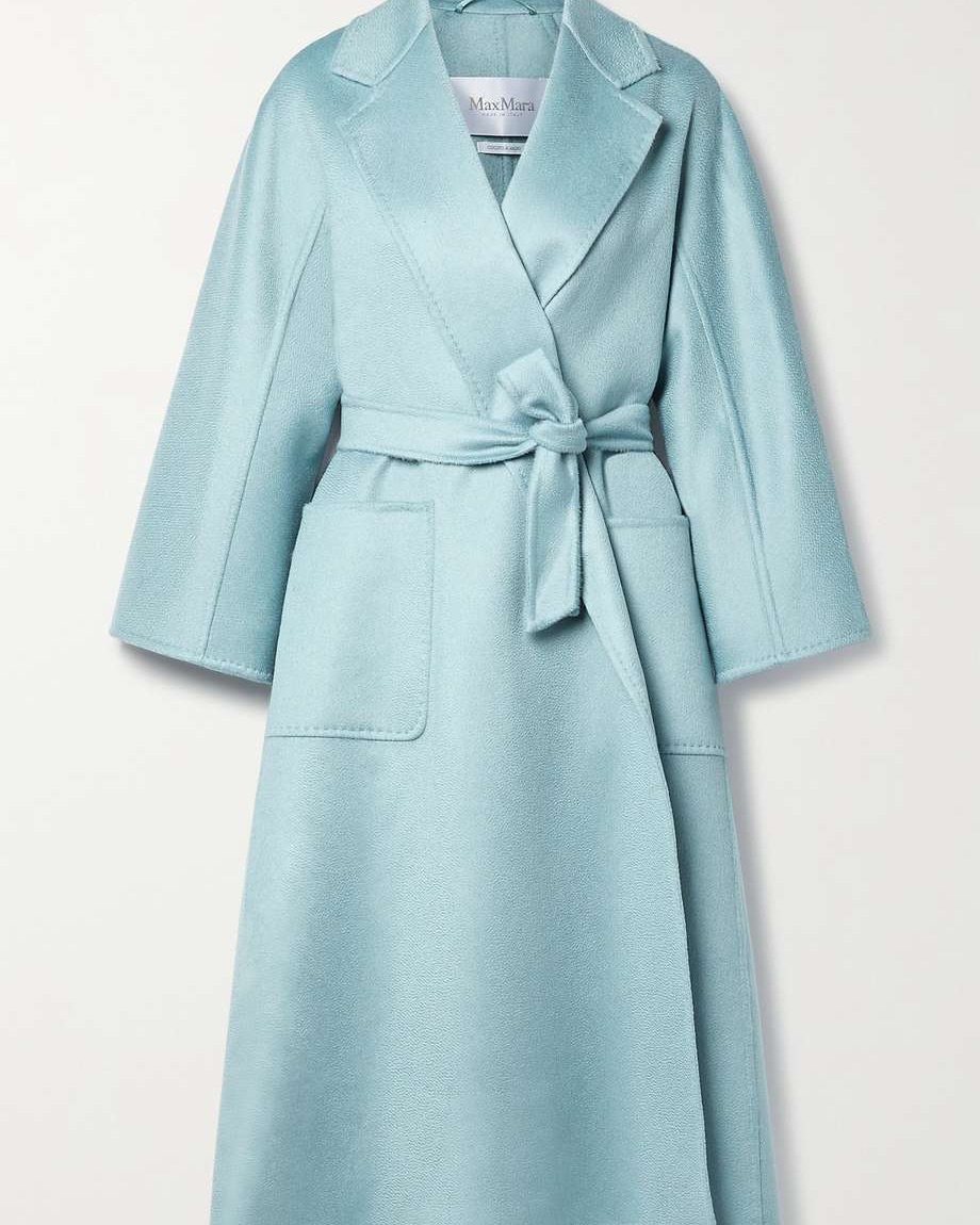 🗣‪ MAX MARA天蓝色双面羊绒大衣，优雅不容错过‬ 