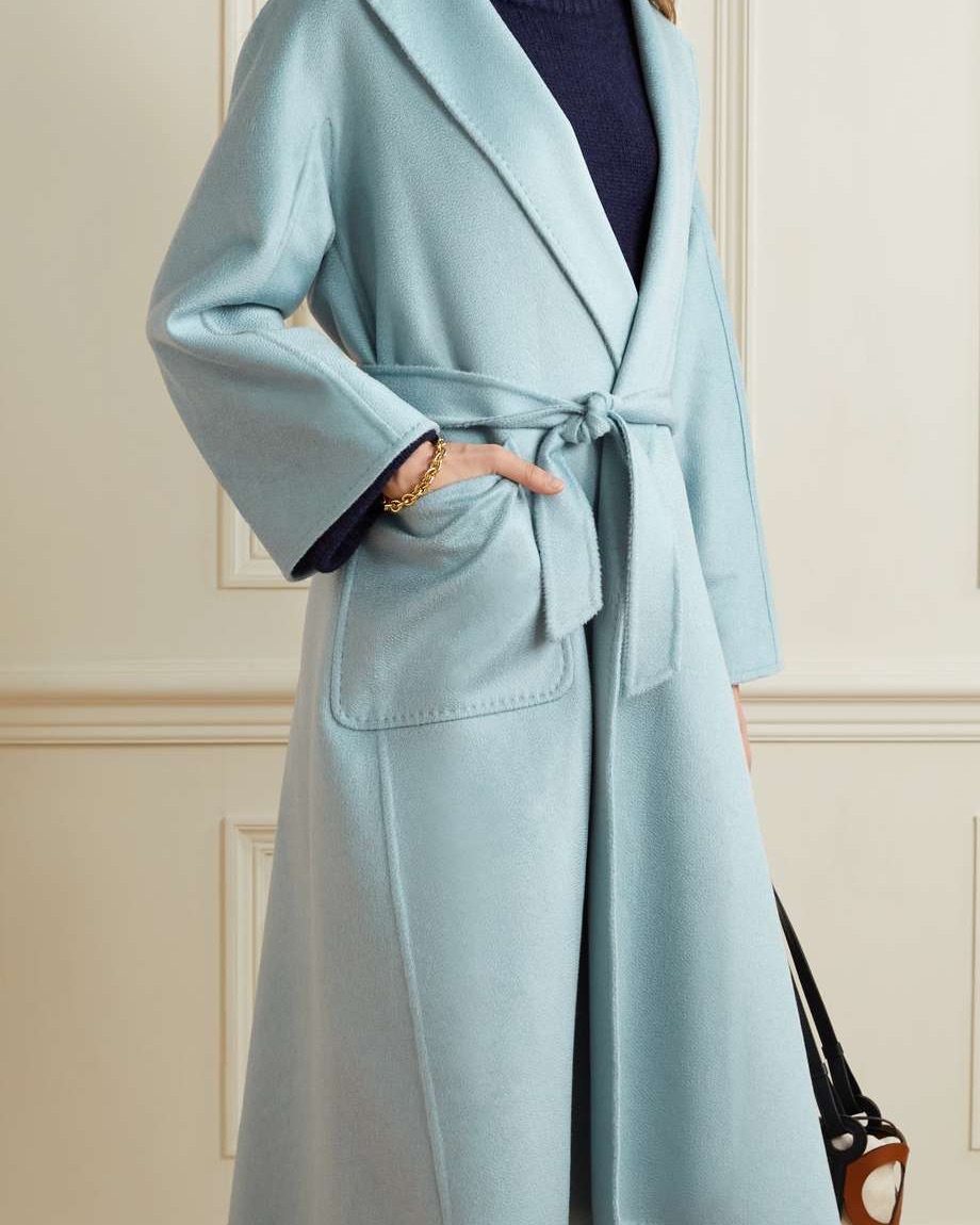 🗣‪ MAX MARA天蓝色双面羊绒大衣，优雅不容错过‬ 