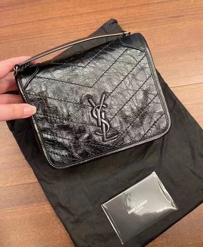 国内现货YSL 黑色油蜡皮niki mini woc 最能装