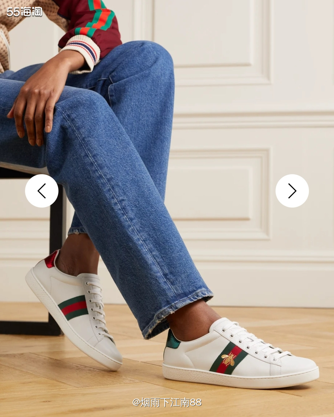 Gucci “Ace” 运动小白鞋，精致可爱的金色小蜜蜂刺绣