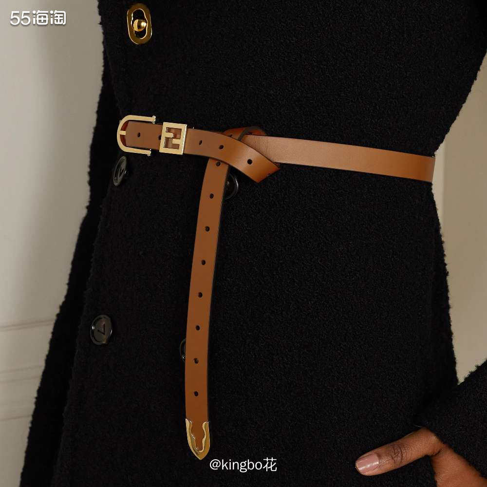 🔴Fendi棕色经典logo腰带，实用又美观，搭配长裙小西