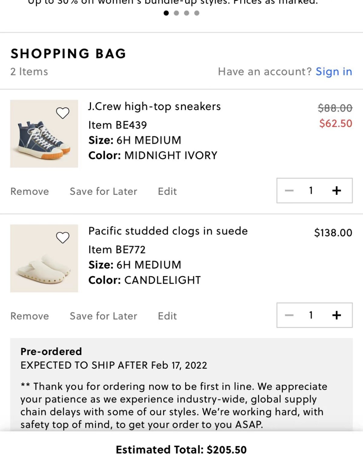 J.crew 官网海淘这两双鞋子需要下单到转运公司私人地址 