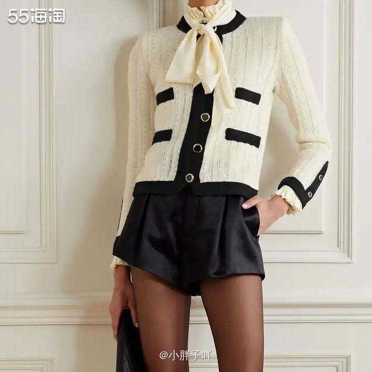 🔹产品：SAINT LAURENT 双色罗纹羊毛夹克 🔹