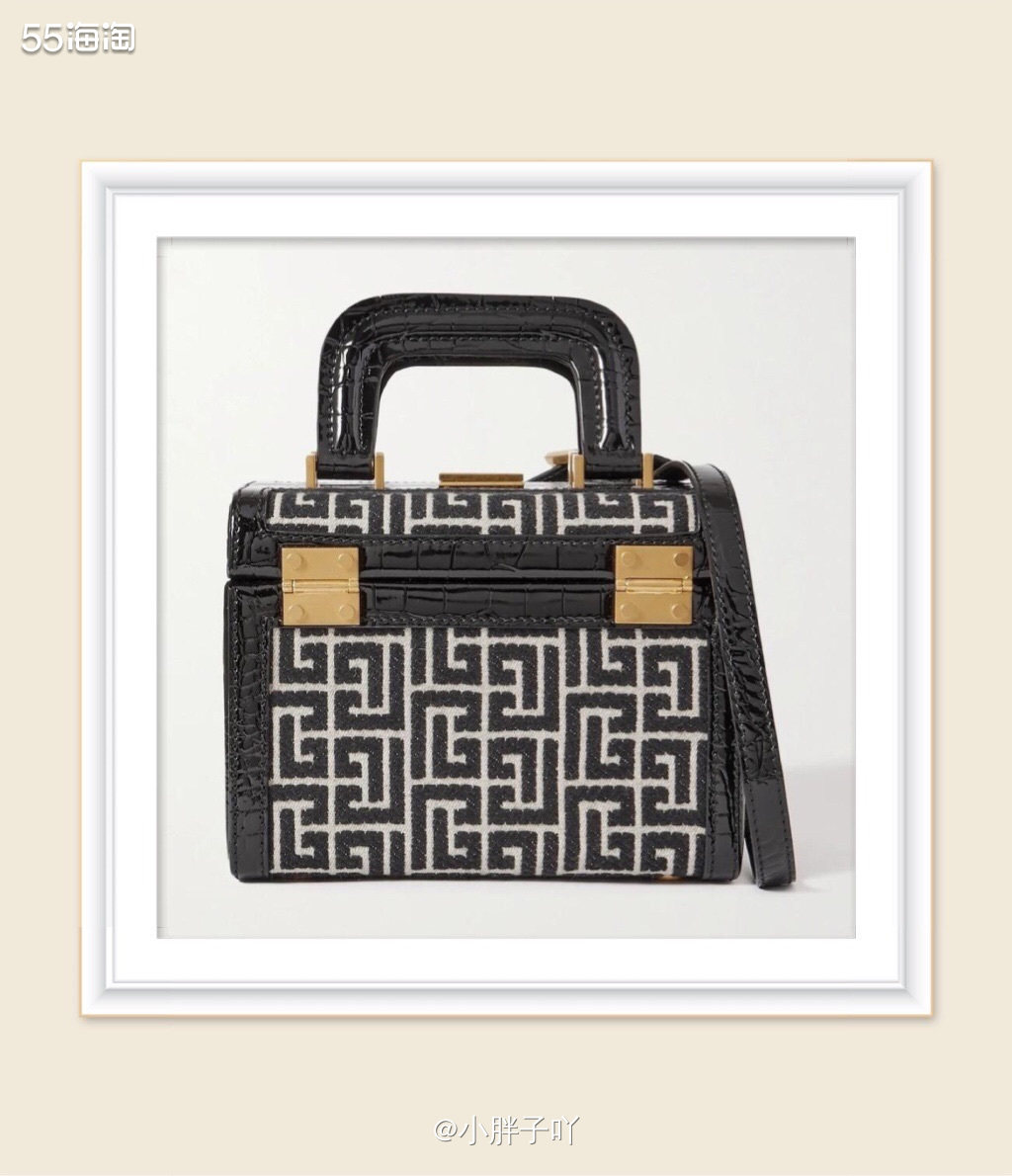 🔹种草产品： BALMAIN 仿鳄纹皮革边饰提花化妆包  