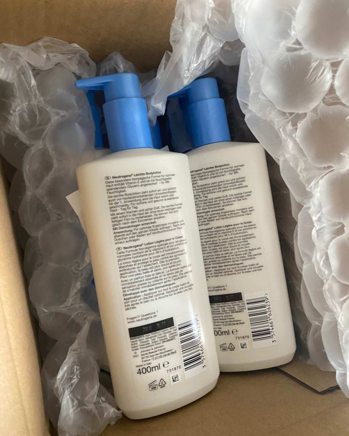 📦开箱露得清清爽版身体乳，完好无损  ➿亚马逊年前买的露得