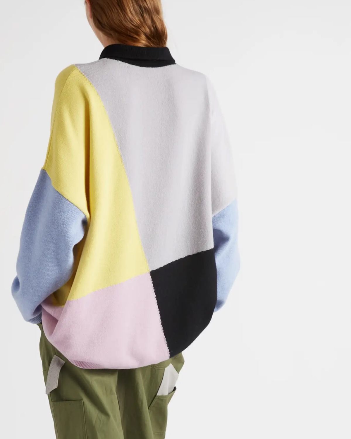 🔆罗意威刺绣拼色羊毛混纺毛衣，Polo衬衫领和宽松版毛衣的