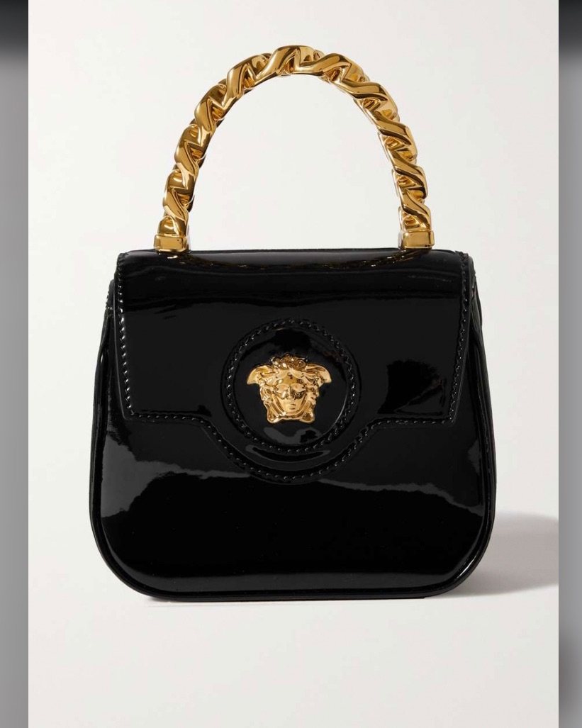 ‪⛓️VERSACE装饰链条款漆皮迷你手提包，‬轻便出行  