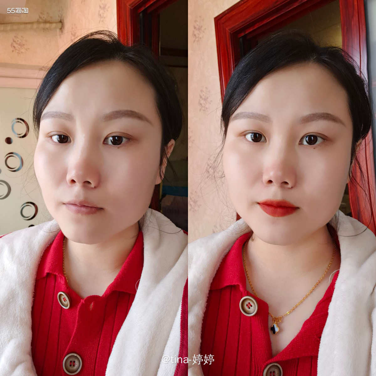 其实我的唇色是特别特别浅的那一种，就每次不涂口红的时候也要涂