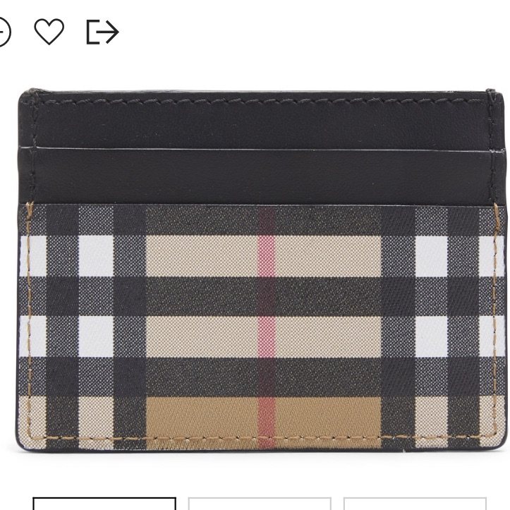 🟤 Burberry黑卡其色复古格纹帆布皮革卡包，简约大气