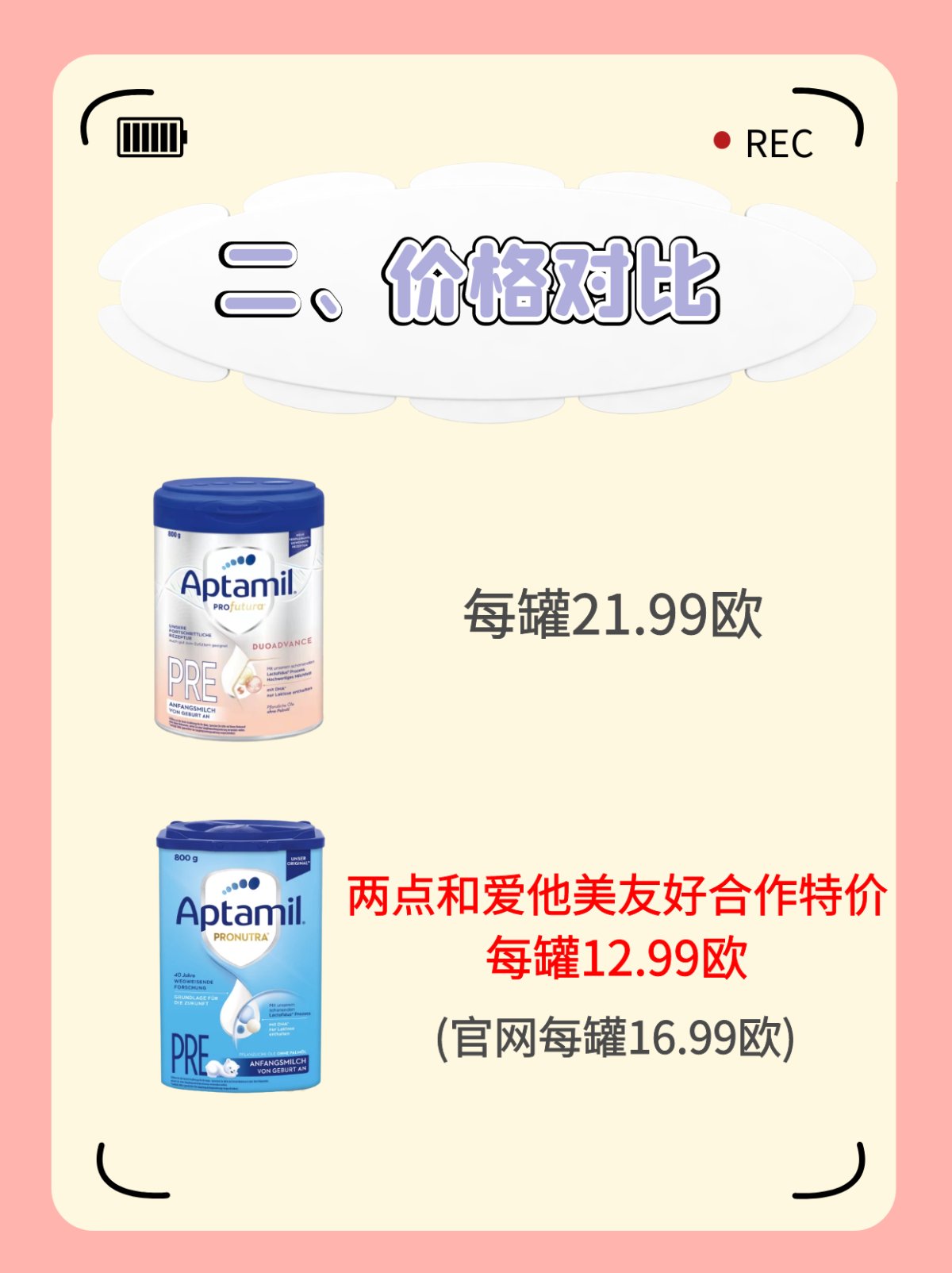 1、配方对比： 白金版：双重HMOs(2’FL & 3’GL