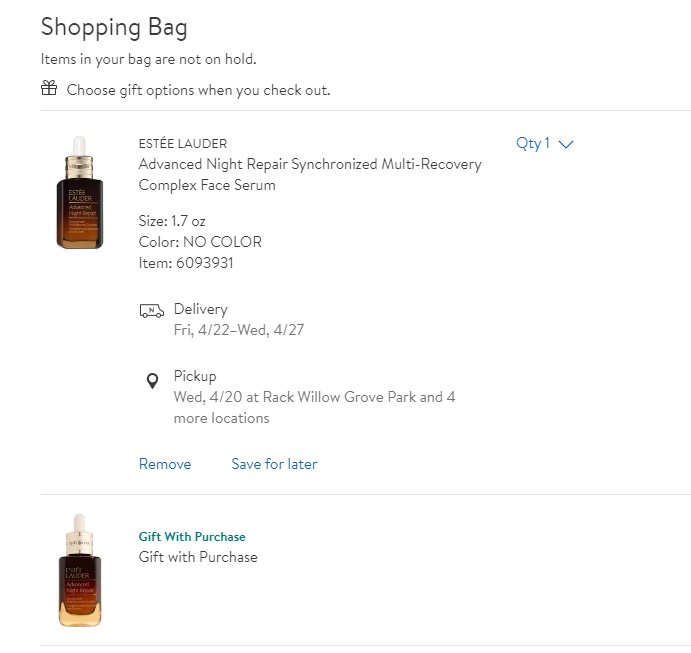 蹲了1天Nordstrom的雅诗兰黛买1送1活动，本身就已经