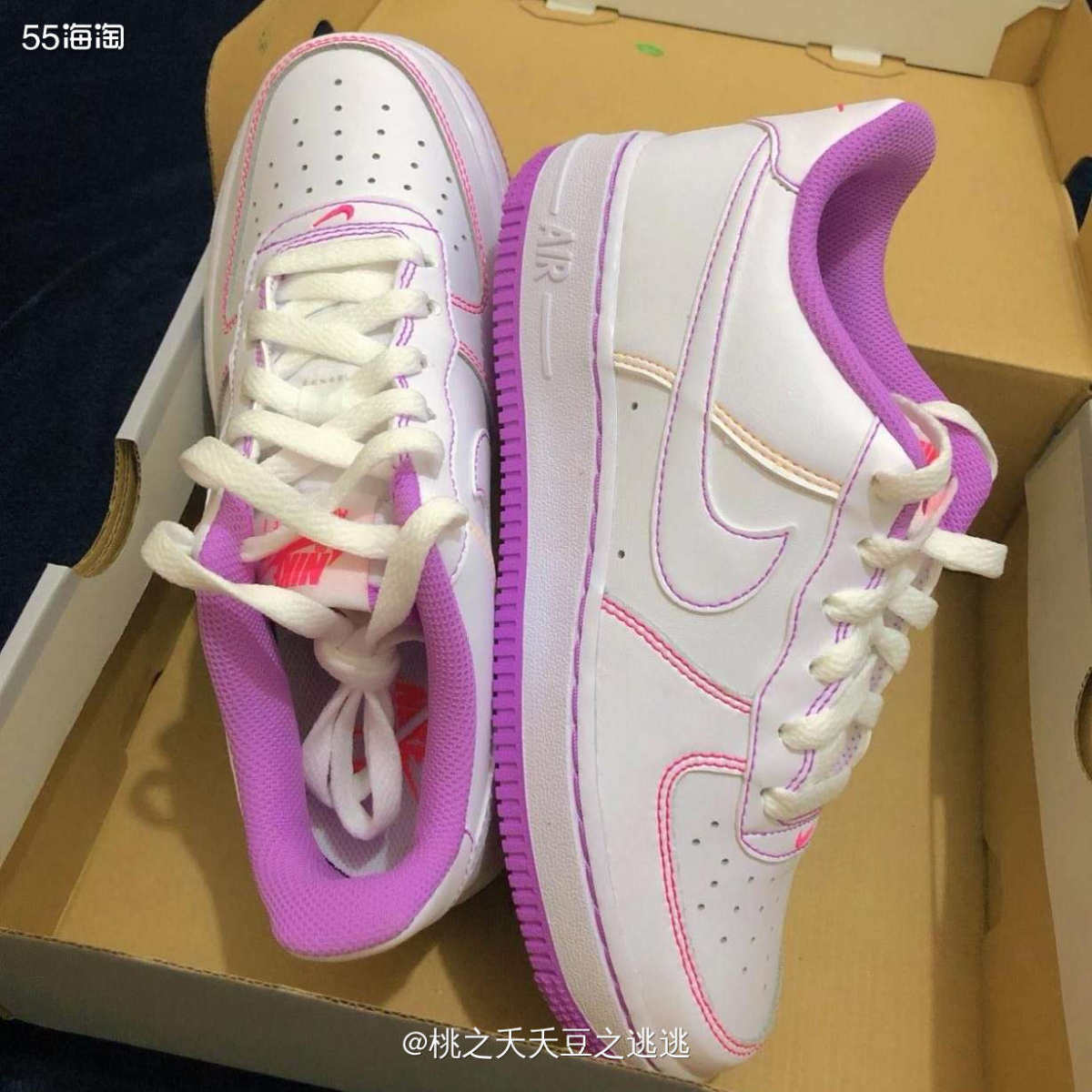 🟡Nike Air Force 1 白紫 缝线  🟡这双