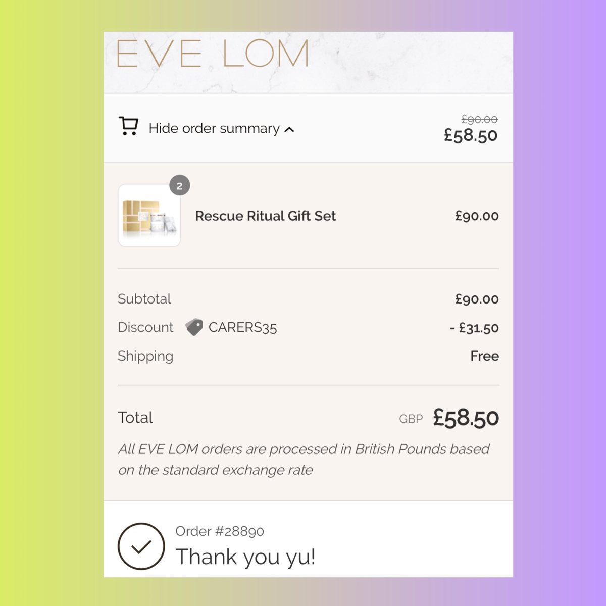 上班摸看到花花鸭的晒单，Eve Lom官网Bug价格赶紧试试