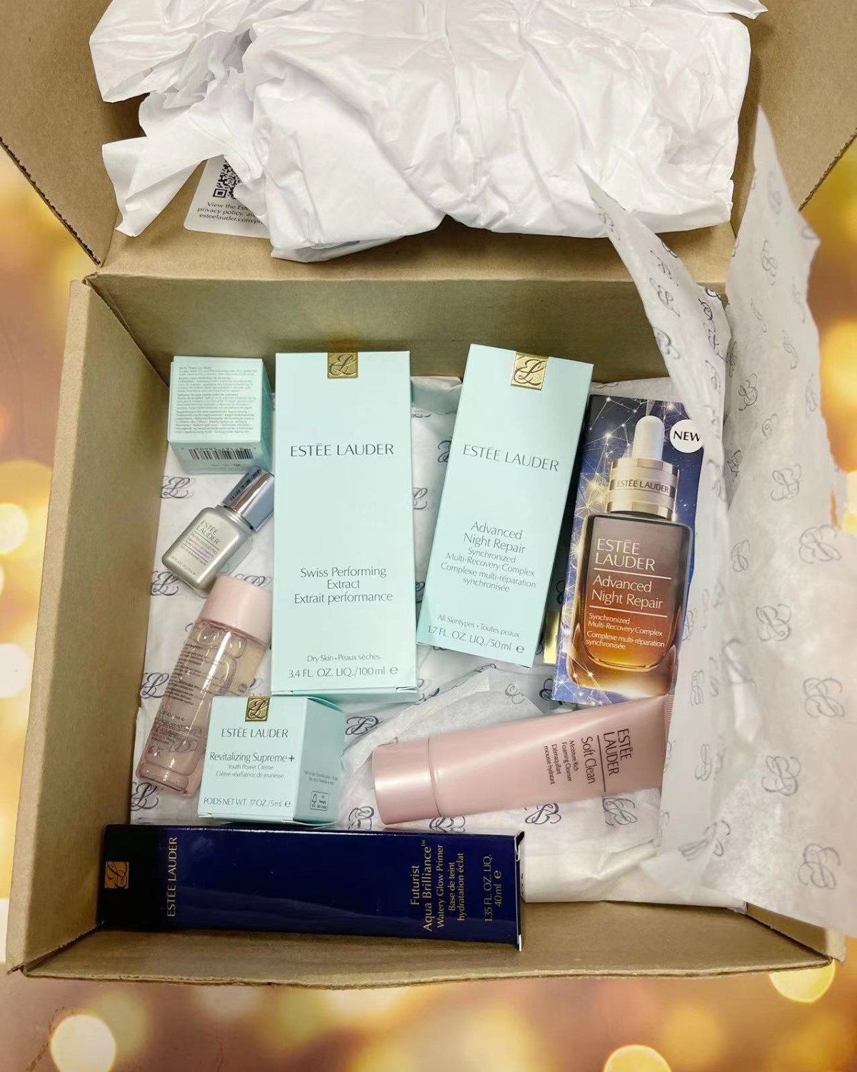 海淘的雅诗兰黛终于到货了，忍不住分享一下🎉  在官网买的，