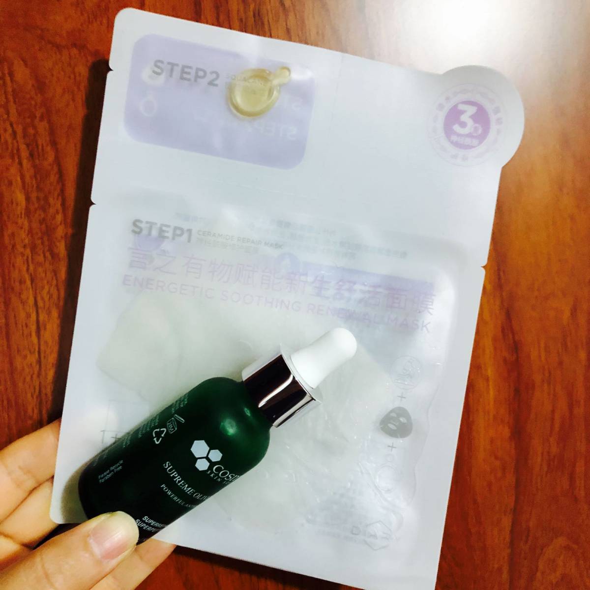今天来帖言之有物面膜补水打卡！最近痘肌就用这个cos的积雪草