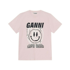 【22春夏新品】GANNI甘尼 女士logo笑脸图案印花圆领T恤