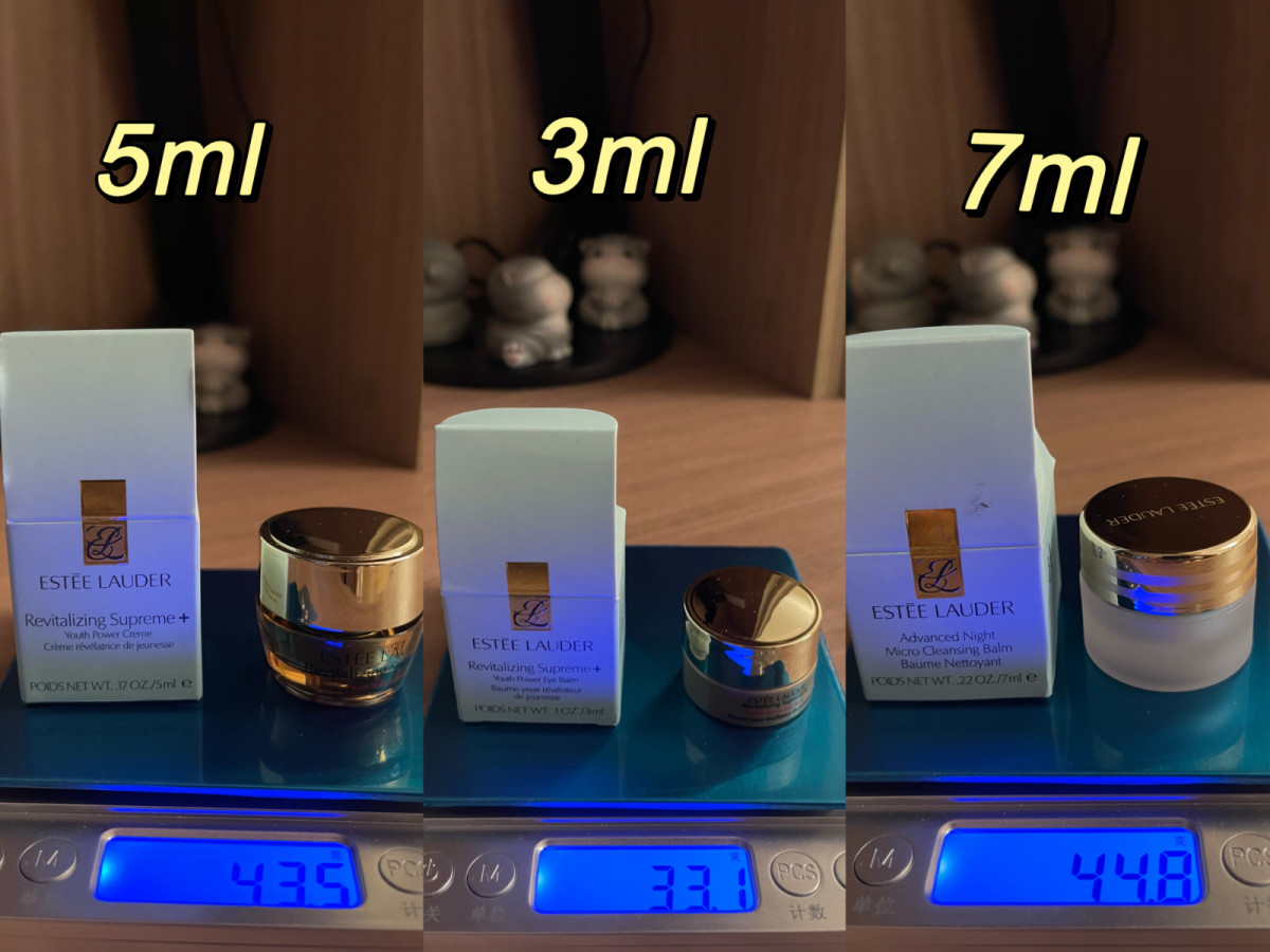 只有写写最近手上还没开封的产品的重量，称量出来比较准确一点。