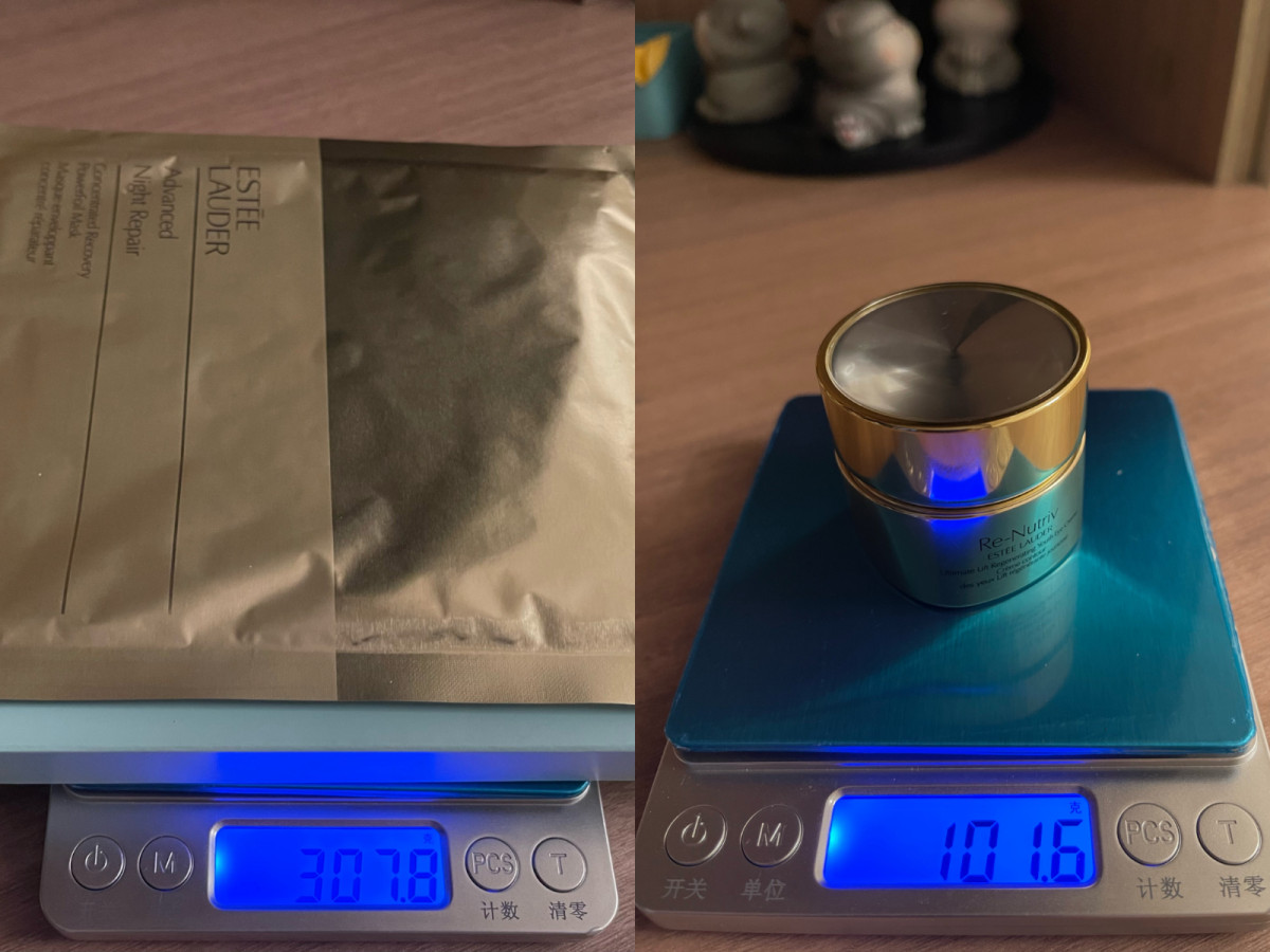 只有写写最近手上还没开封的产品的重量，称量出来比较准确一点。