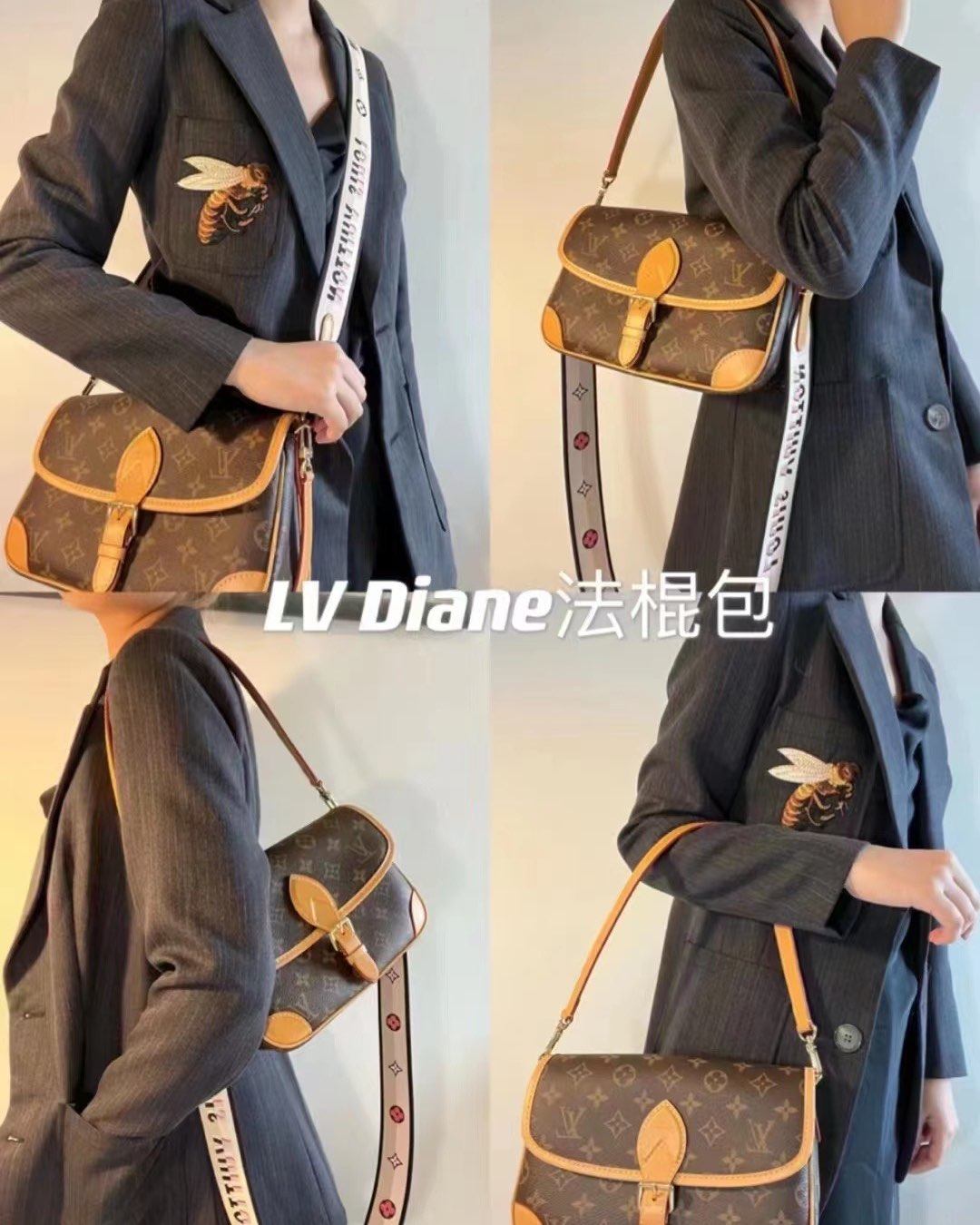 💕国内现货  LV 新款 Diane 法棍包 米色肩带  