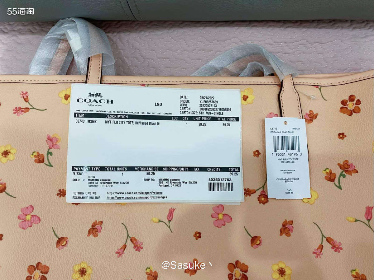 🌈 Coach Outlet85折活动时下了一单，尺寸：3