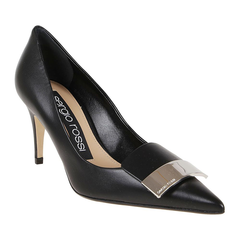 sergio rossi SR1系列 女士夹头黑皮质高跟鞋