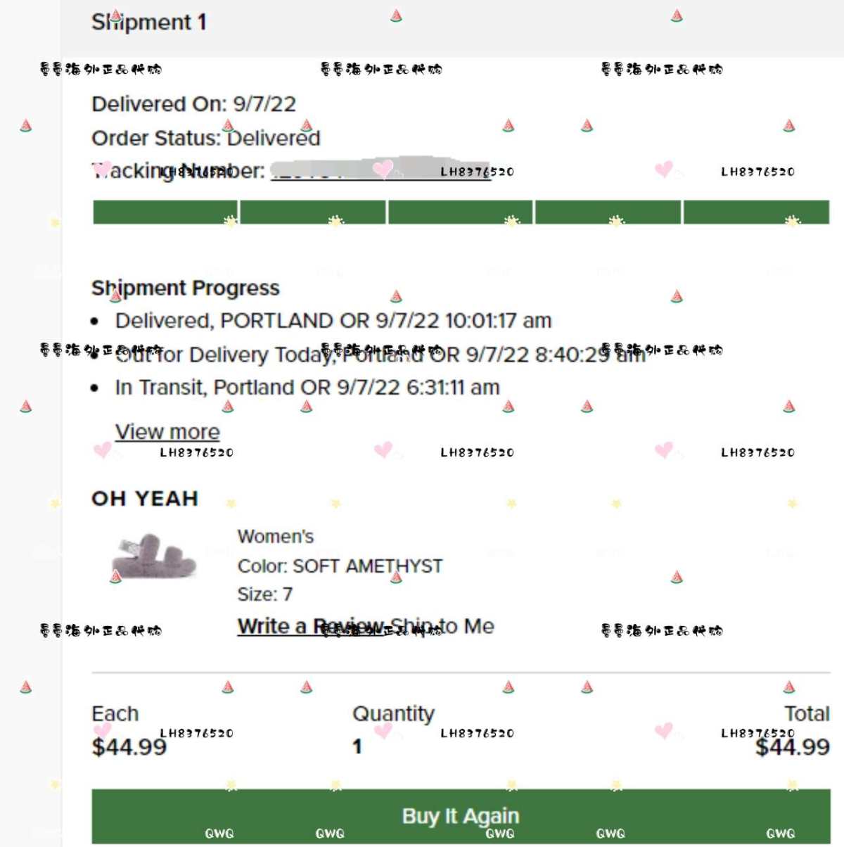 🌻剁手商品:UGG OH YESH 毛绒凉鞋 🌻付款金额