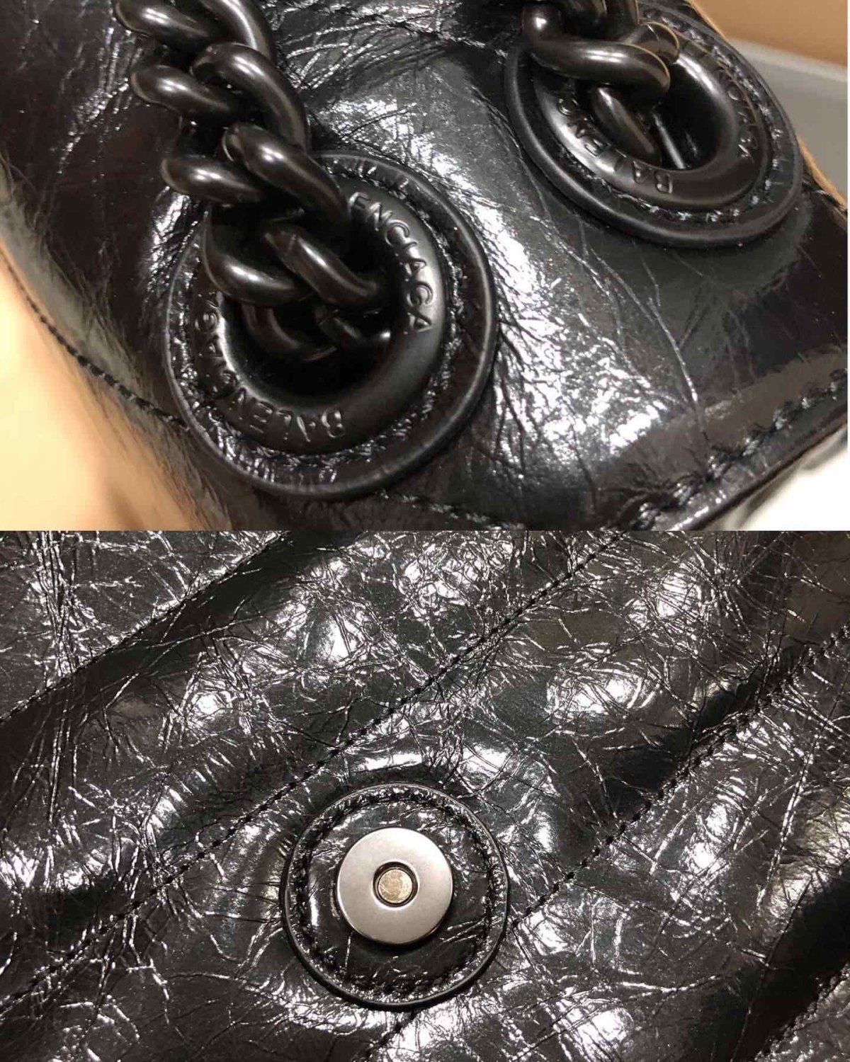 巴黎世家crush最火沙漏链条包 中号黑色 最新Crush绗