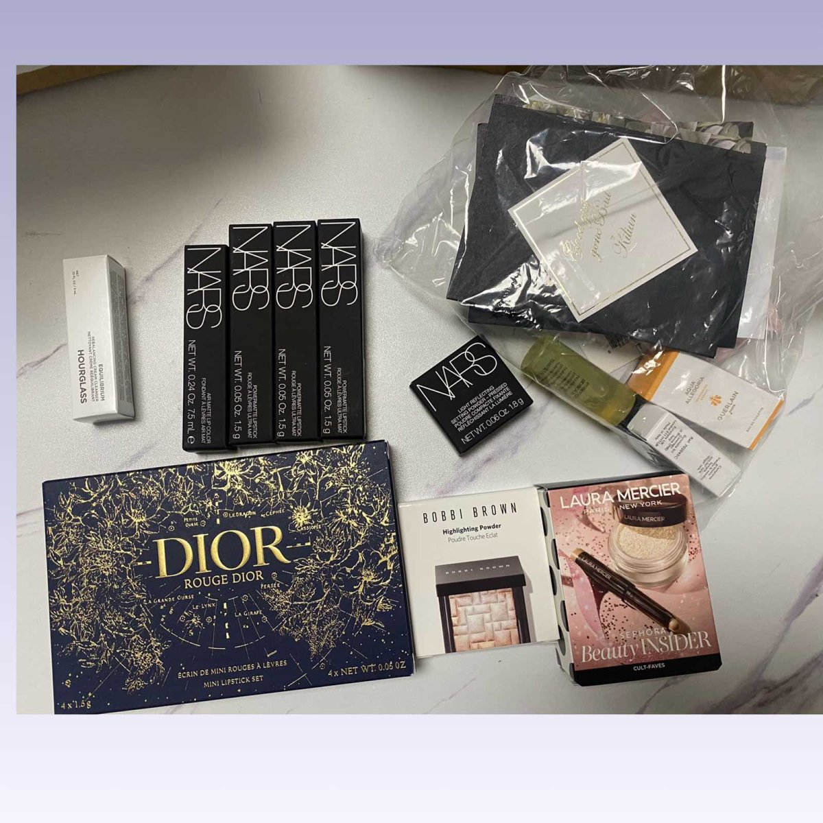 到货分享： Dior圣诞限定眼影盘*1 Nars细管新款口红