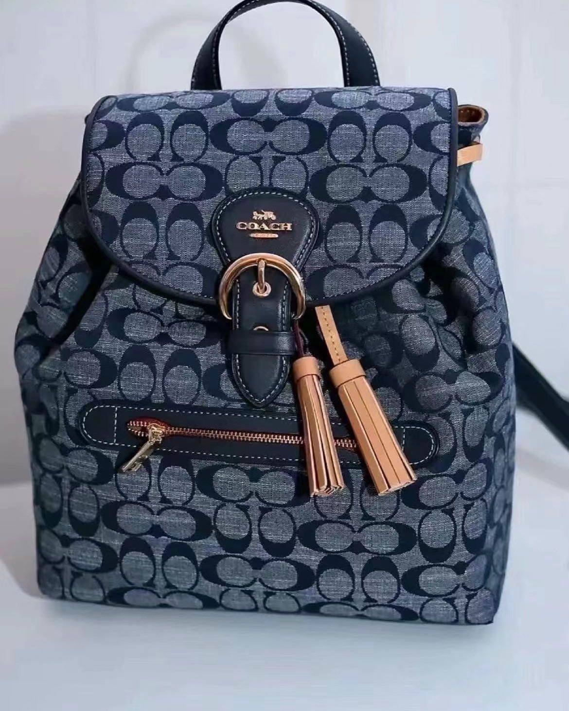 折扣预定💰1450，绝版补货 Coach香布蕾双肩包包包抽