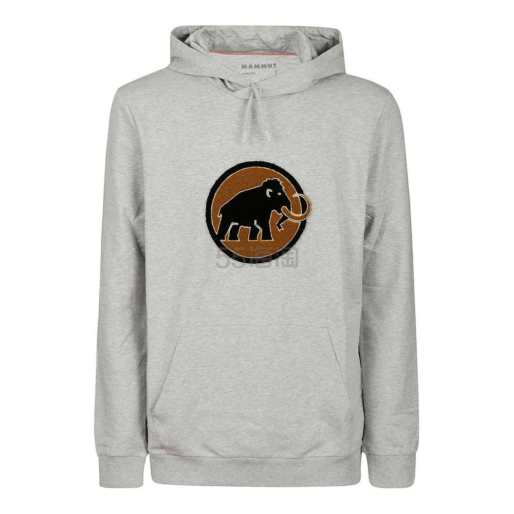MAMMUT猛犸象 男士灰色经典logo小象秋冬百搭连帽卫衣