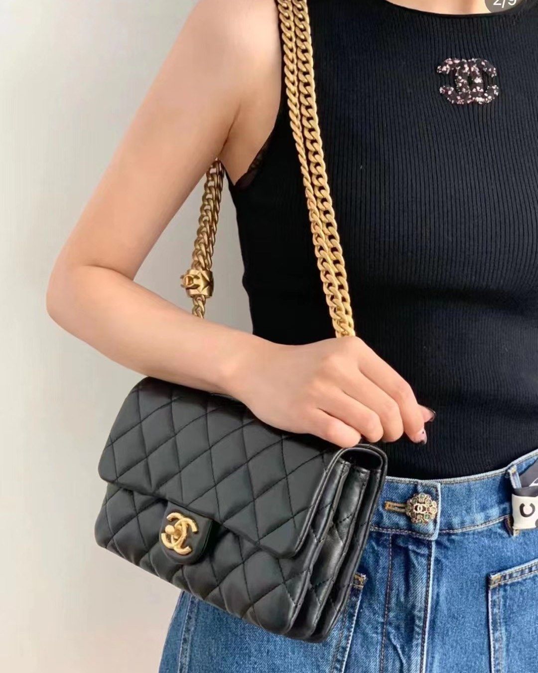 💕国内现货  Chanel 香奈儿22k 小金柱mini 