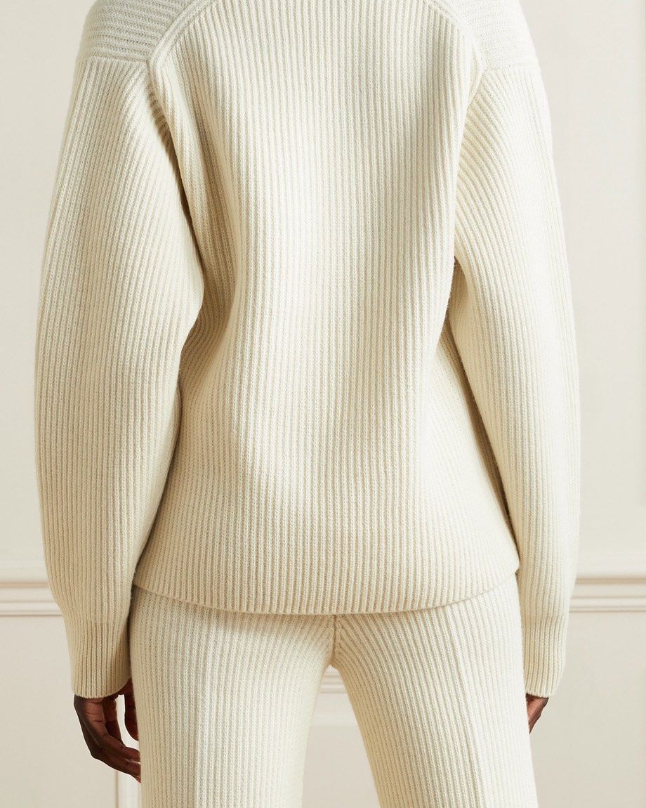 Frankie Shop 米色v领羊毛毛衣，net a pe