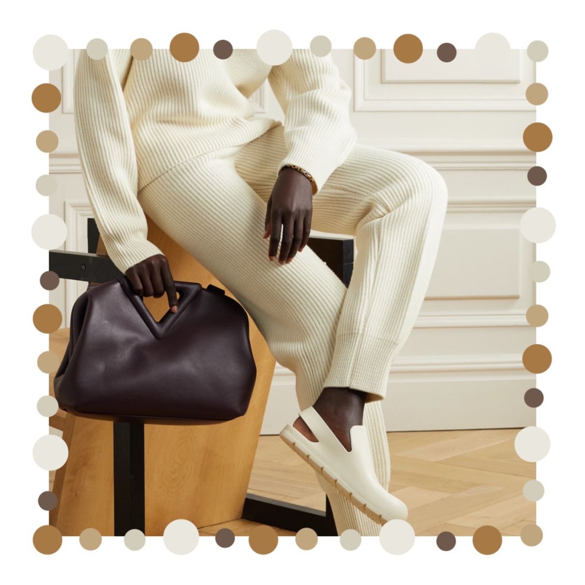 Frankie Shop 米色v领羊毛毛衣，net a pe