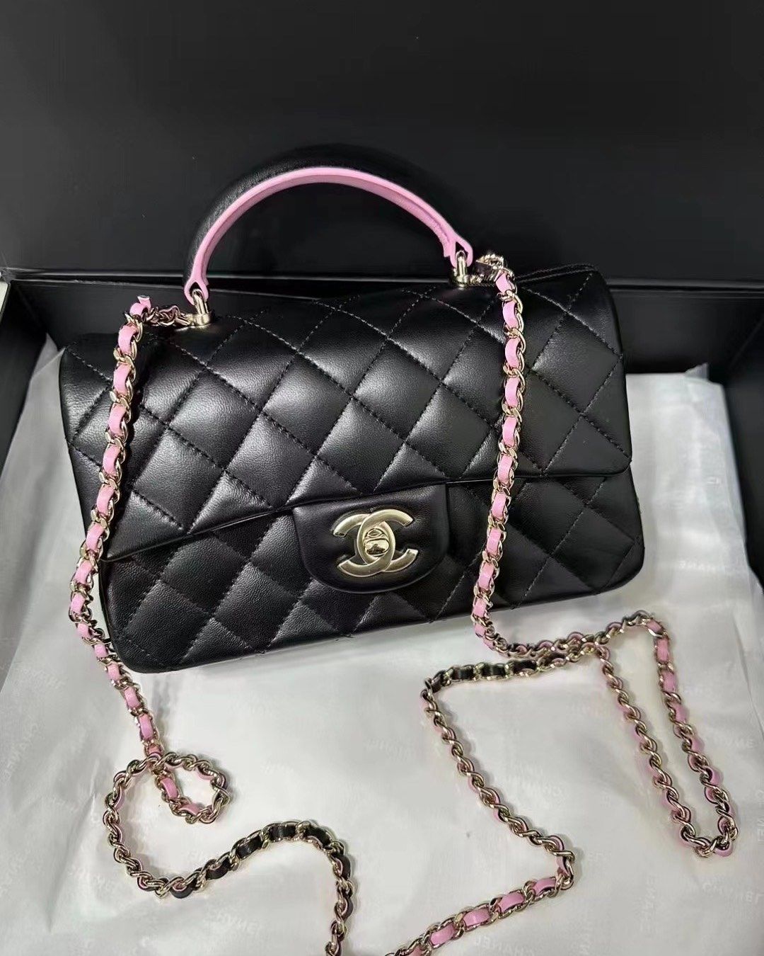 国内现货 Chanel 23p新款black pink 手柄