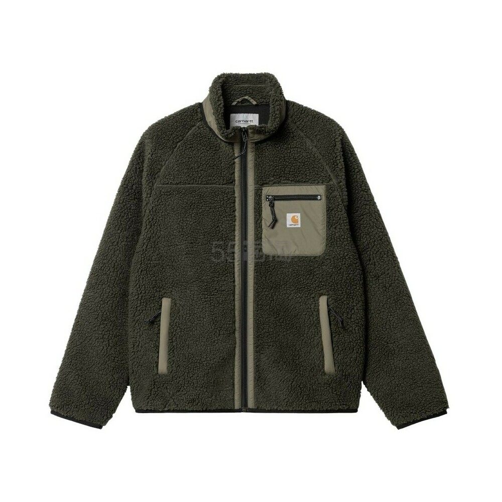 carhartt卡哈特 男士墨绿色logo贴花拉链抓绒夹克