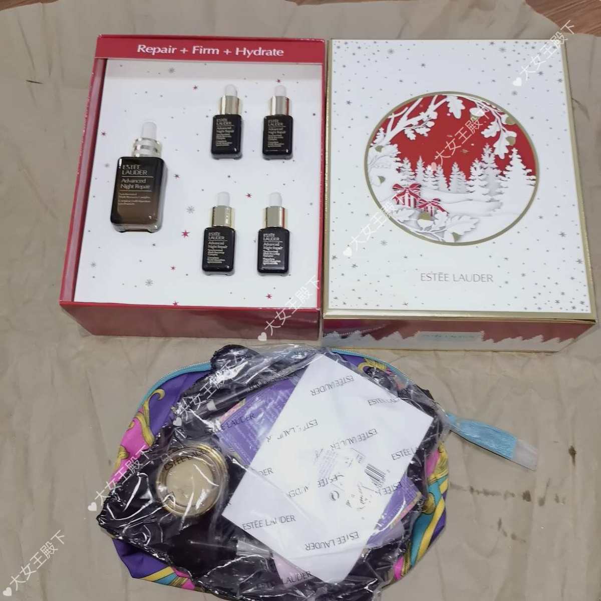 ☑️开箱： 雅诗兰黛 小棕瓶礼盒 和礼包~  ☑️下单地/价