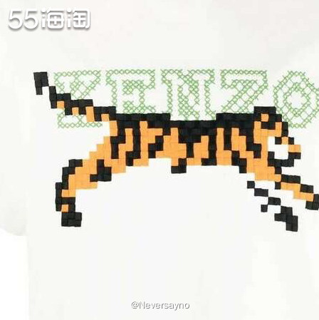 KENZO 男士米白色像素老虎T恤，简单又不夸张  〰️春天