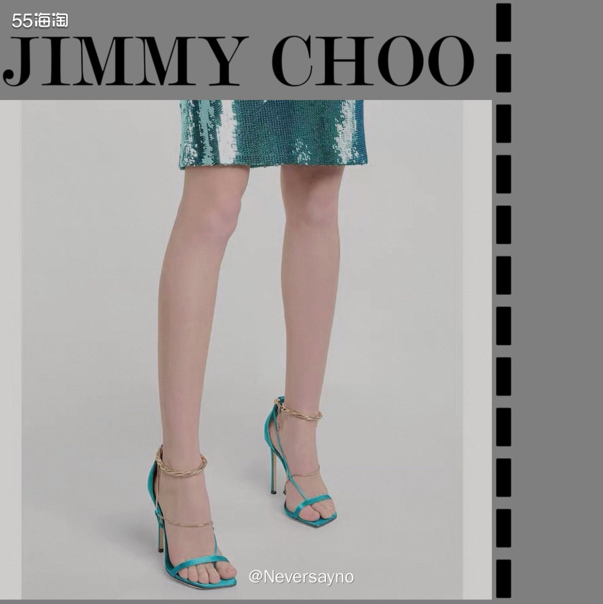 意大利制造缎面潮奢JM高跟凉鞋，绿松石色别有韵味  📍MI